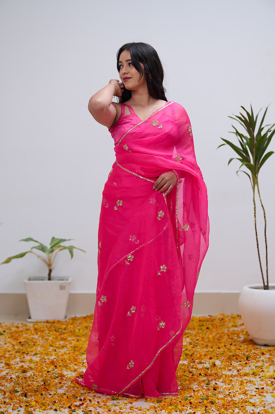 Pink Pure Organza Saree