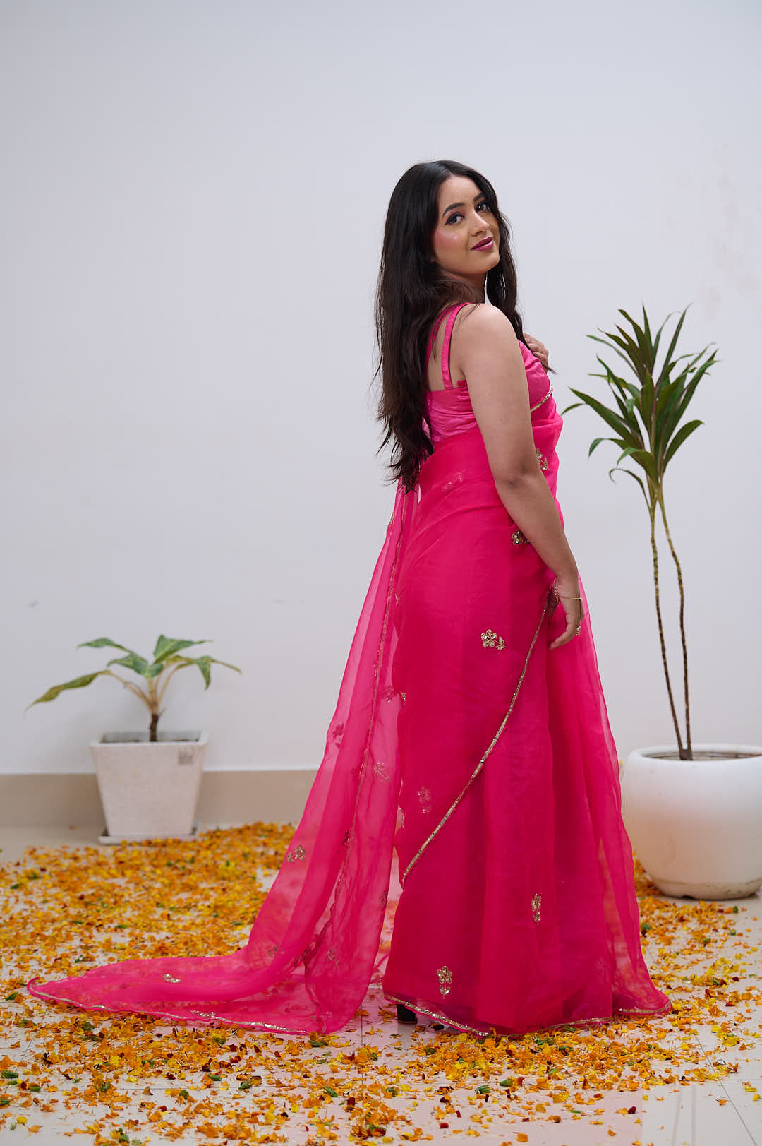 Pink Pure Organza Saree