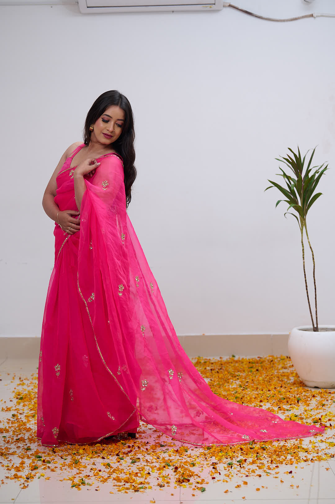 Pink Pure Organza Saree