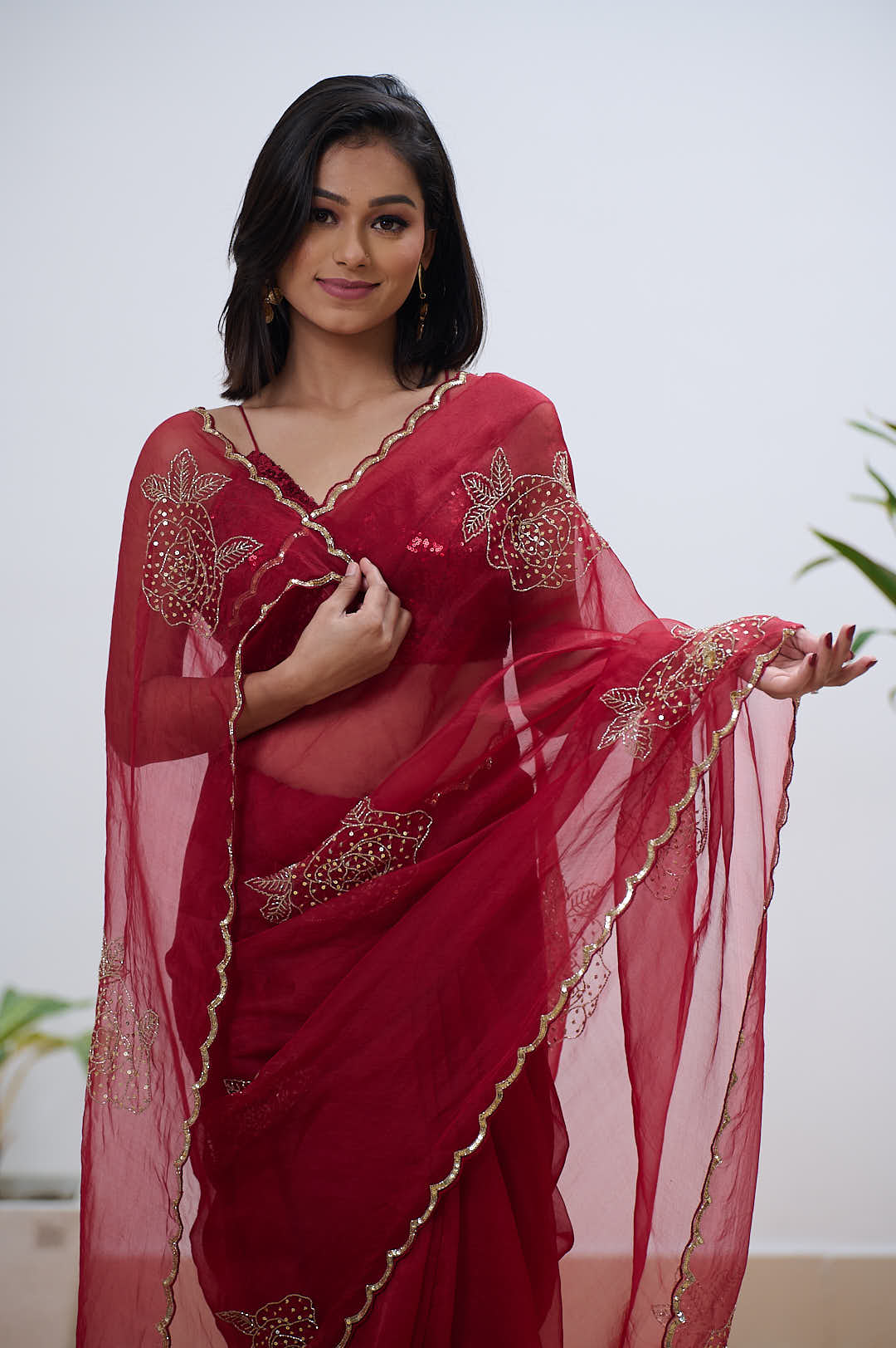 Red Pure Organza Saree