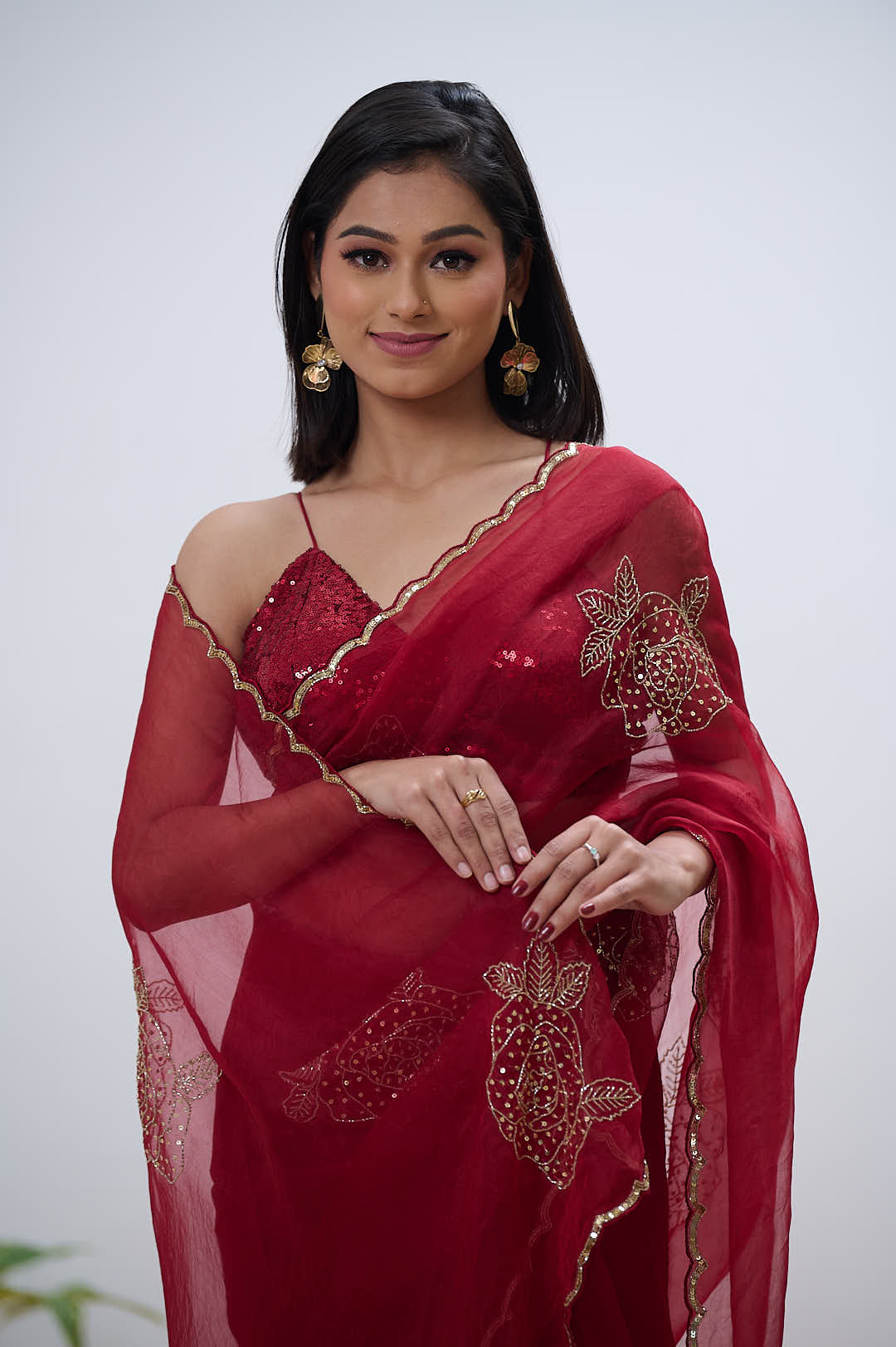 Red Pure Organza Saree