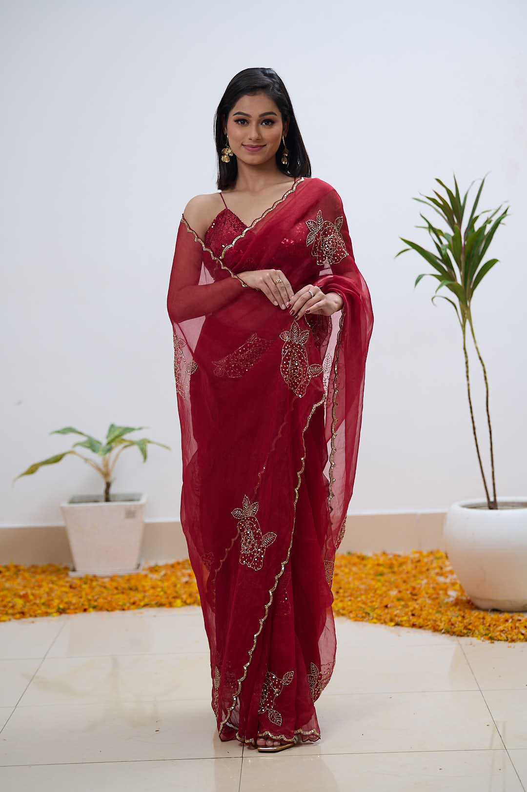 Red Pure Organza Saree
