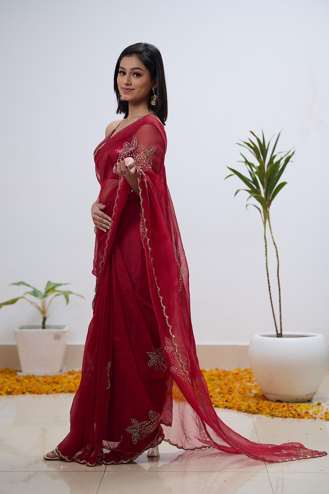 Red Pure Organza Saree