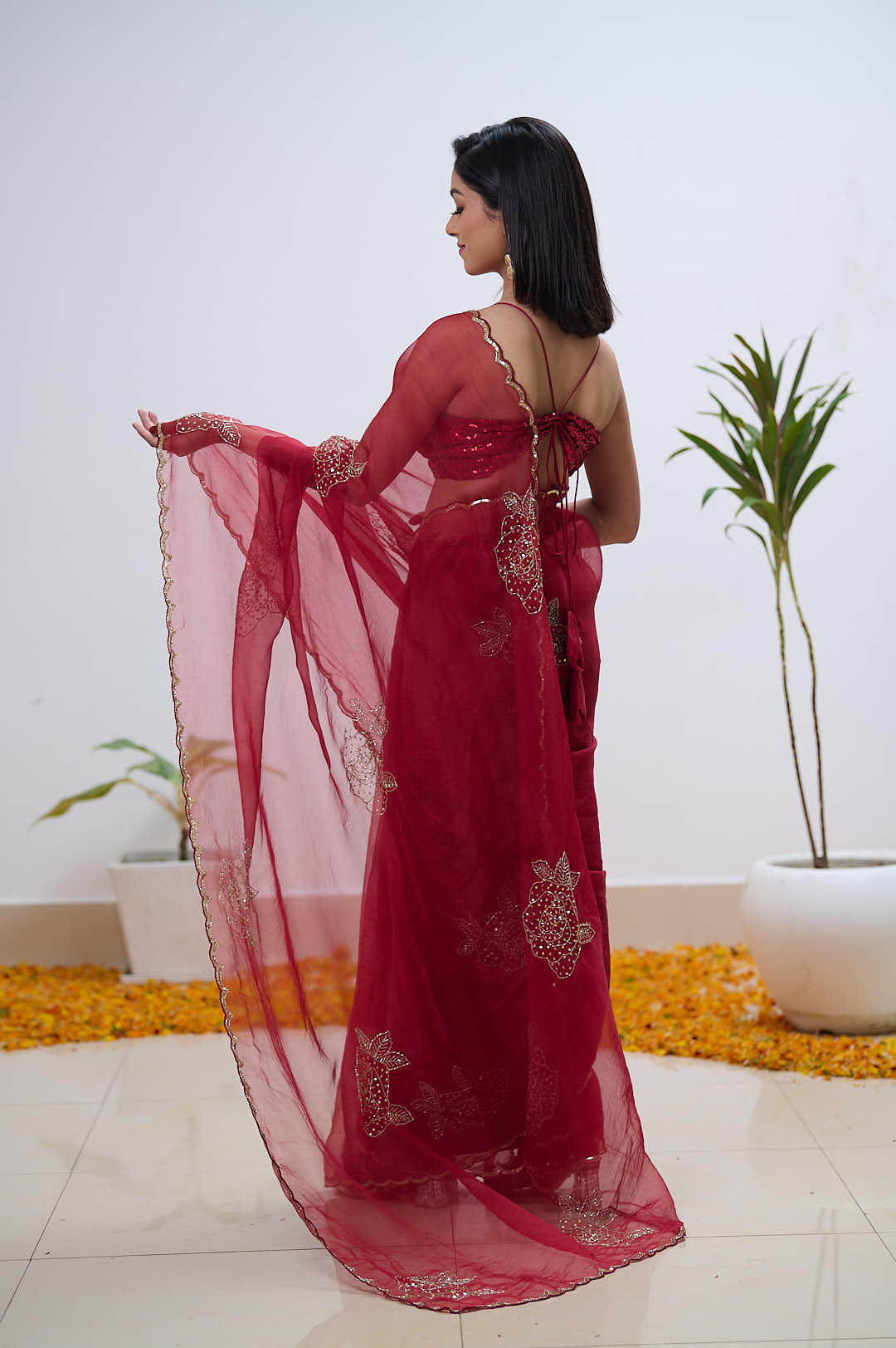 Red Pure Organza Saree